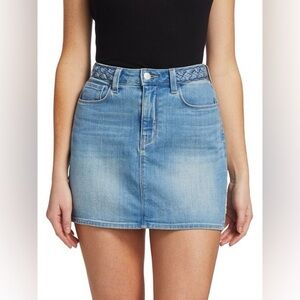 L'AGENCE Shannon Braided Waist Band Denim Mini Skirt Size 24